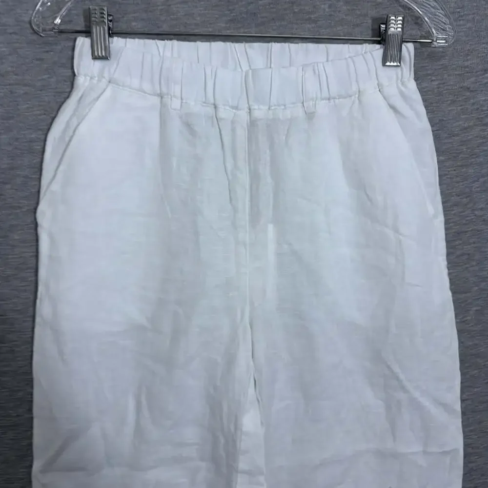 Quince Women's Size XS White European Linen Pants E-Waist Pull On